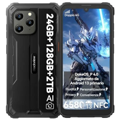 Imagen de Blackview BV5300Plus Rugged Smartphone 2025, 24 GB + 128 GB/1 TB expandible/Octa core, teléfono indestructible móvil robusto, 6580 mAh, 6.1&quot; HD+ 13MP+5MP, NFC/Face ID/OTG/GPS/Dual SIM 4G/IP68/IP69K
