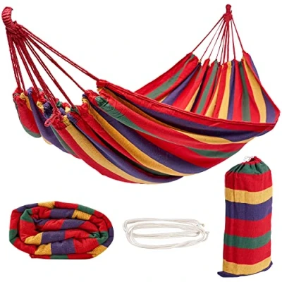 Imagen de BRAMBLE Hamaca Portátil con Bolsa de Transporte para 1 Persona, 270x150cm (150kg) Tejido Denso, Transpirable y Duradero Multicolor