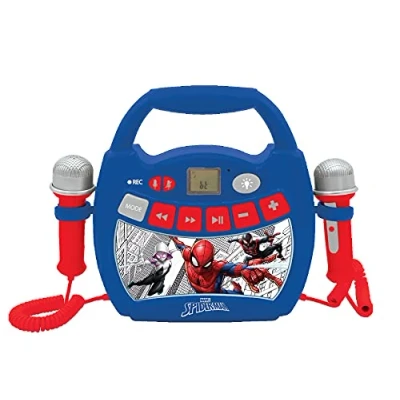 Imagen de Lexibook, Spider Man, Reproductor de Karaoke Digital portátil para niños, Micrófonos, Efectos luz, Bluetooth®, Funciones grabación y Cambio Voz, Azul, MP320SPZ
