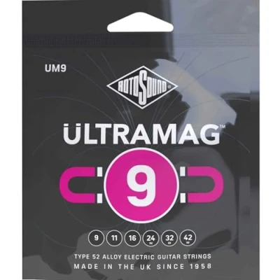 Imagen de cuerdas Rotosound para guitarra eléctrica ULTRAMAG 6 UM9 Super Light 9 42