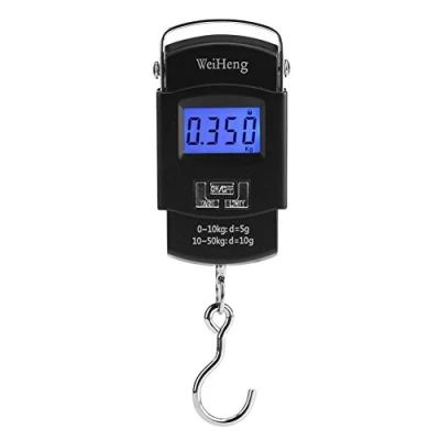 Imagen de Fdit Báscula Digital De Precisión Portátil 110Lb / 50 Kg Balanza Equilibrio Electrónico Colgando Gancho Equipaje Escala Mini Bolsillo Escalas Caza Pesca
