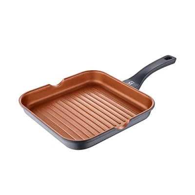 Imagen de SAN IGNACIO Bronze Sartén Grill Antiadherente de 28 x 4,5 cm Fabricada Con Aluminio Fundido Distribución Eficiente del Calor Mango Soft Touch Apta para Todo Tipo Cocinas