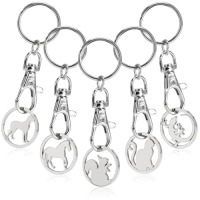 Imagen de com four® 5X Llavero Hecho de Metal con mosquetón y Chip Carrito la Compra Amuleto Suerte para el (05 Piezas Animales)