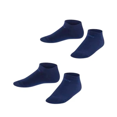 Imagen de ESPRIT Foot Logo 2 Pack K SN algodón corte unicolor pares, Calcetines cortos Unisex niños, Azul (Marine 6120), 27 30