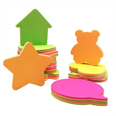 Imagen de Notas Adhesivas, Autoadhesivas, Extraíbles, 12 Blocs por Paquete, 100 Hojas Bloc, 4 Colores, Formas Diferentes en el Interior, 76 mm x (12 Unidades)