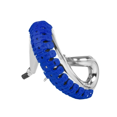 Imagen de Polisport 8469200003 Armadillo Pipe Protector de Escape Universal para Motos 2 Tiempos Fabricado en Acero Inoxidable y elastómero Ligero Resistente a Las Altas temperaturas Color Azul