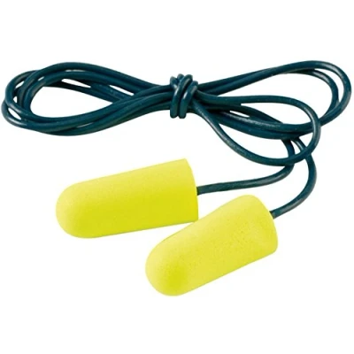 Imagen de 3M E A R Soft Yellow Neon Tapones para los oídos ES 01 005, 36 dB, con cable, de espuma cordón vinilo una alta protección auditiva y comodidad, 1x 2000 pares