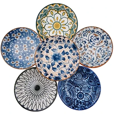 Imagen de TuYines Cuencos de porcelana, Servier Set 6Pcs, Juego Tapas, para Salsa, Sushi, Aperitivos, Diámetro 10 cm