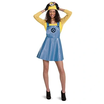 Imagen de Disguise Costume for Women, Official Minions Stuart Outfit with Skirt Goggles and Hat, Multicolored, Medium (8 10)