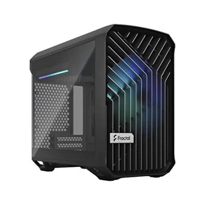 Imagen de Fractal Design Torrent Nano RGB Black Light Tint Tempered Glass Side Panels Open Grille for Maximum Air Intake 180mm PWM Fan Included Type C mATX Airflow Mini Tower PC Gaming Case