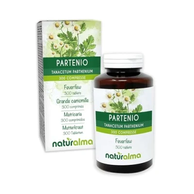 Imagen de Matricaria (Tanacetum parthenium) hierba con flores Naturalma 150 g 300 comprimidos Complemento alimenticio Natural y Vegano
