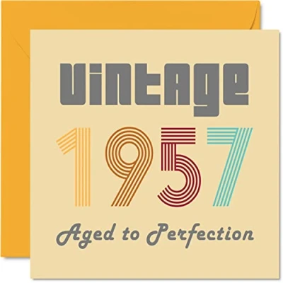 Imagen de tarjetas de cumpleaños 67 para hombres y mujeres, estilo vintage 1957, envejecidas a la perfección, tarjeta divertida ella, 145 mm x mm, felicitación