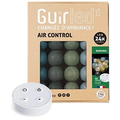 Imagen de GuirLED Guirnalda luminosa bolas de algodón LED USB Mando a distancia inalámbrico Luz nocturna bebé 2h Adaptador red doble 2A incluido 4 intensidades 24 2,4 m Romania