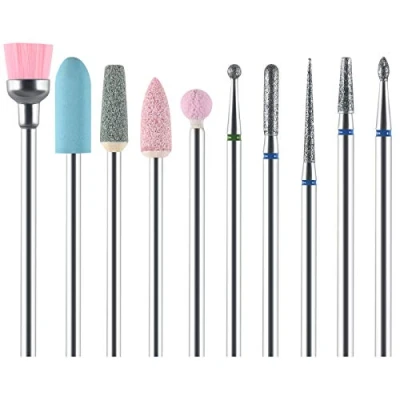 Imagen de URAQT Broca Manicura, 10 Piezas Fresas para Torno Las Uñas Pulidor de Taladro Set, Pulir Gel Acrílico