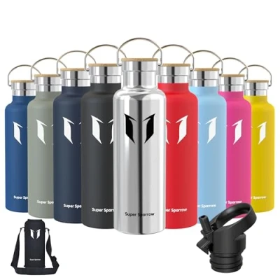 Imagen de Super Sparrow Botella Agua Acero Inoxidable de Deportes 750ml Termica Boca Estándar Sin BPA, para Niños &amp; Adultos, Deporte, Oficina, Yoga, Ciclismo