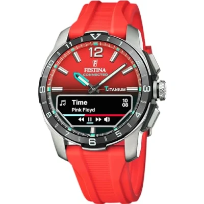 Imagen de Festina Reloj Hombre F23000/6 Connected D Caja de Titanio Plateado Correa Caucho Rojo