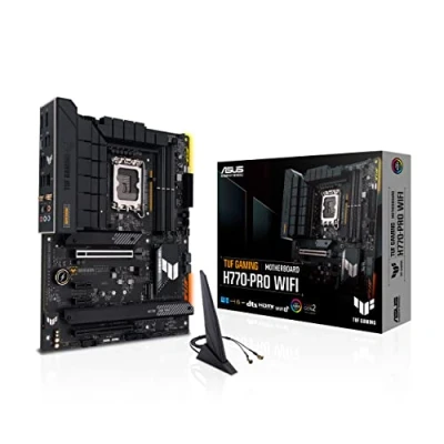 Imagen de Asus TUF Gaming H770 PRO WiFi Placa Base ATX Intel (LGA 1700, DDR5, PCIe 5.0, Cuatro 4.0 M.2, 14+1 DrMOS, 2.5Gb Ethernet, DisplayPort, HDMI, USB 3.2 Gen 1 Type C Frontal, Aura Sync)