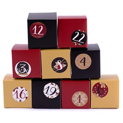 Imagen de pajoma Calendario de Adviento con 24 cajas para rellenar, incluye pegatinas, color dorado