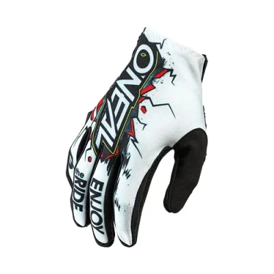Imagen de O&#039;Neal Guantes de Ciclismo y Motocross Niños MX MTB DH FR Downhill Freeride Materiales duraderos Flexibles, Palma ventilada Guante Matrix Youth Villain Blanco Multi Talla XL