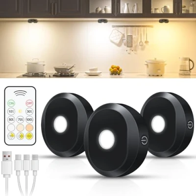 Imagen de WILLED Luces Led Cocina con Control Remoto, 3 Colores Luz Cocina,Regulable Bajo Mueble para Cocina, Gabinete, Encimera, Armario, Estantería, Paquete de
