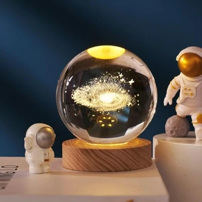 Imagen de Dujuanus Ludosphere Lamp, 3D Galaxy Crystal Ball Night Light, Moon Ludosphere, Light Glass Lights for Bedroom (8CM,Galaxy)