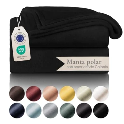 Imagen de Blumtal Mantas para Sofá de Franela Suave y Acolchada Manta Polar 100% Microfibra Extra Suave, sofá, Cama o Sala Estar, Negro, 270 x 230 cm