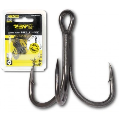 Imagen de Black Cat Curved Point Treble Hook DG Size 2/0 (5 piezas) Anzuelos triples