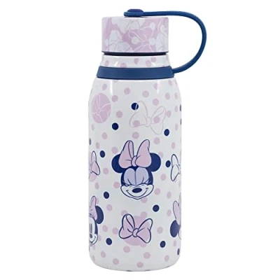 Imagen de Botella de agua infantil térmica acero inoxidable 330 ml con tapón correa Minnie Mouse