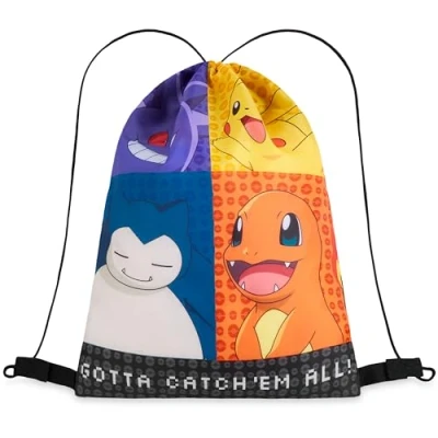 Imagen de Pokémon Pikachu Mochila Cuerdas Bolsa con Cordón de Natación, Escuela, Deporte para Niños (Multi)