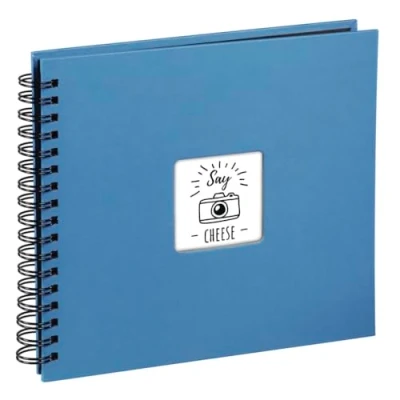 Imagen de Hama Fine Art Álbum de fotos, 50 páginas negras (25 hojas), álbum con espiral, 36 x 32 cm, compartimento para insertar foto, azur azul