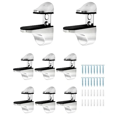 Imagen de QWORK® 8 Piezas Soporte Estante Cristal Ajustable, Estanteria Pared para Madera/Vidrio Grosor 3 20 mm