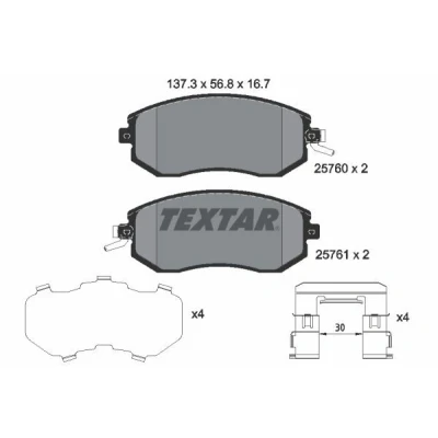 Imagen de TEXTAR 2576001 Juego de pastillas freno con avisador acústico desgaste accesorios SUBARU: XV I, Forester IV, III