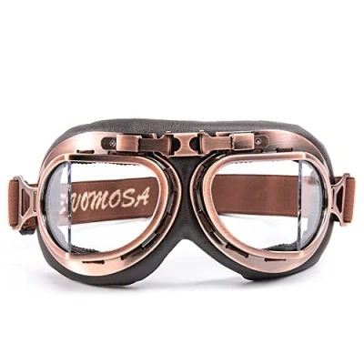 Imagen de evomosa gafas de protección Moto retro a prueba viento y arena carreras café motocicletas (Copper, Clear)