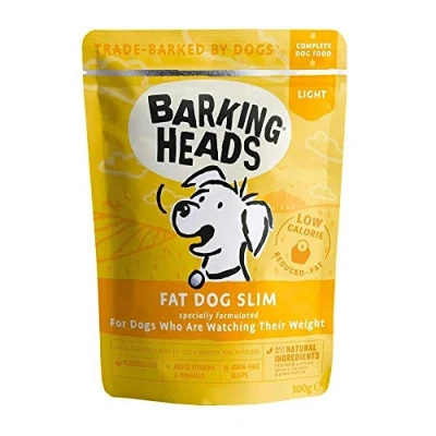 Imagen de Barking Heads Comida Húmeda para Perros baja en calorías Fat Dog Slim Pollo de corral sin aromas artificiales, 85% Natural, Receta cereales (10 x 300 g)