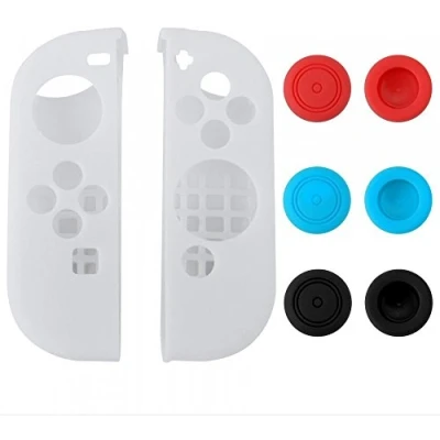 Imagen de Funda protectora de silicona 8 en 1 Con agarres pulgar para Nintendo Switch Joy Controller Skin Color blanco