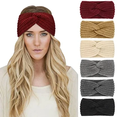 Imagen de DRESHOW 6 Piezas Diadema Mujer Invierno Cabeza Anchas Cabello Turbante Banda Accesorio Pelo para Niñas
