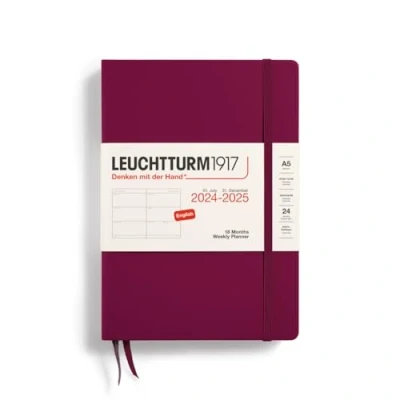 Imagen de LEUCHTTURM1917 370720 Agenda semana vista Medium (A5) 2025, 18 meses (07.2024 12.2025), Tapa Dura, Port Red, Inglés