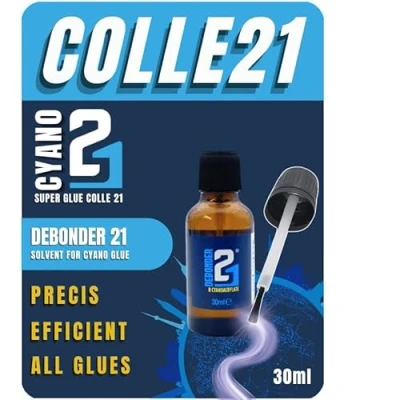 Imagen de Debonder Colle21 para limpiar Disolvente cianoacrilato, limpiador pegamento cianoacrilatos, que elimina manchas y residuos de frasco 30 ml