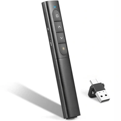 Imagen de USB/Tipo C 2 en 1 Pasador Diapositivas Mando Ordenador Powerpoint, Control de Volumen Hipervínculos Presentador Inalambrico Puntero Powerpoint para Mac iPad Computadora Portátil