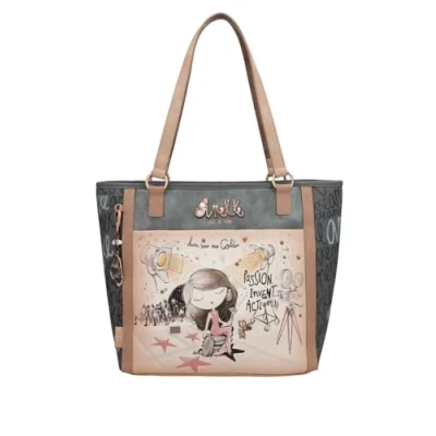 Imagen de Anekke Bolso para Mujer Shopping de Poliester con 2 Asas Hombro y Cierre Cremallera Accesorios Complementos Medidas 40x29x16 cm