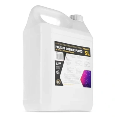 Imagen de BeamZ líquido UV para máquina de burbujas. Fluido jabonoso no tóxico ultravioleta generar pompas jabón fluorescentes que se iluminan en la oscuridad, biodegradable, 5 litros