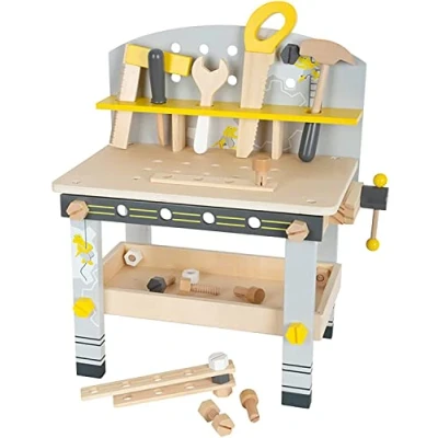 Imagen de Small Foot 11805 Banco de Trabajo Miniwob Kompacto, Madera, con amplios Acc. y Juego Tornillos, a Partir 3 años. Toys, Multicolor, S (11805)
