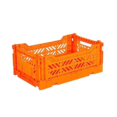 Imagen de Ay Kasa Caja plegable, estable, de plástico, apilable, naranja neón, mini (27 x 17 11 cm)
