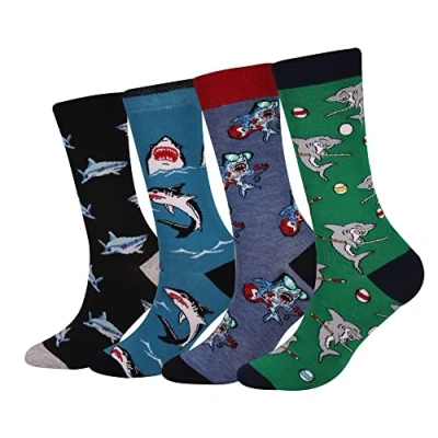 Imagen de Cansok calcetines de Snooker Música Guitarra Tiburón Billar becerro la tripulación novedad hombre 4 pares