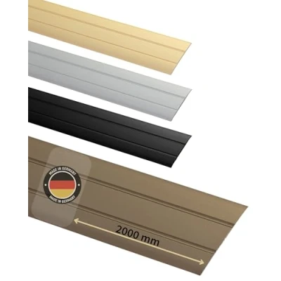 Imagen de Gedotec Perfil de Transición Aluminio Plano Autoadhesivo Übergangsschiene Ancho 37mm 3 Farben 100cm &amp;200cm Calidad Marca para Su Sala Estar bronce anodizado, 200 cm