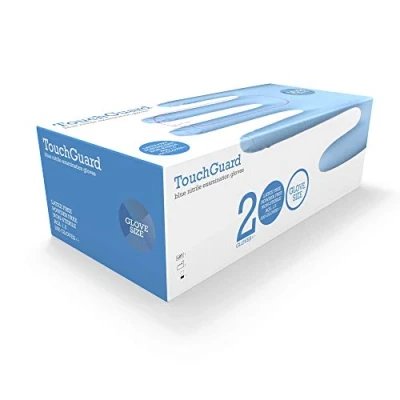 Imagen de TouchGuard Guantes de nitrilo azules desechables sin polvos ni látex, caja 100 unidades, extragrandes