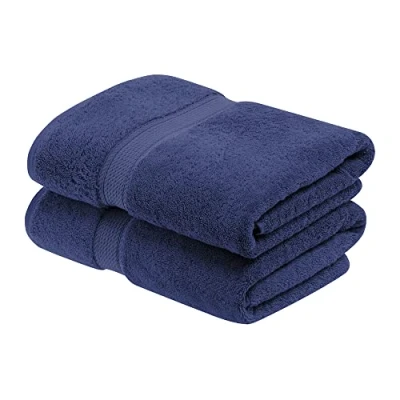 Imagen de SUPERIOR Juego de Toallas baño algodón 900 g/m2, Color Azul Marino, 2 Piezas