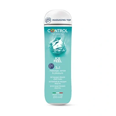 Imagen de Control Ice Feel Gel de Masaje Corporal con Efecto Frío y Tapón Masajeador 200 ml Base acuosa Compatible preservativo Hidratante Hipoalergénico Sin azúcar No mancha