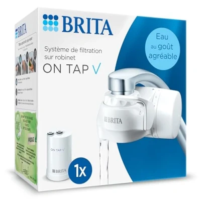 Imagen de BRITA sistema de filtración en grifo on Tap V (incluido 1 filtro agua) para agua filtrada al gusto agradable instante, directamente desde su cocina.