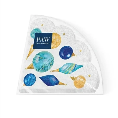 Imagen de PAW Servilletas de Papel 3 Capas (32 cm Diámetro) 12 Unidades Navidad con motivos invernales y navideños Ideales para la mesa festiva Color: Peacock Collection